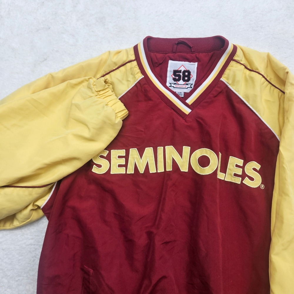 58 Sports Florida State Seminoles Windbreaker Pullover Jacket Garnet Gold Large